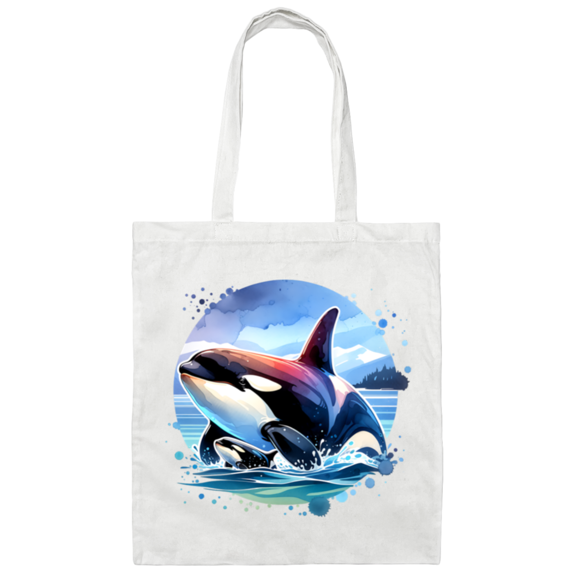 Orca and Calf in Strait of Juan de Fuca Canvas Tote Bag