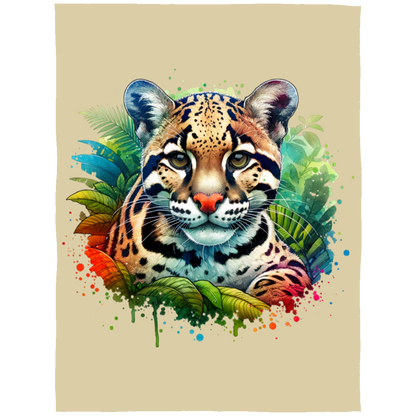 Clouded Leopard Portrait Fleece Blankets