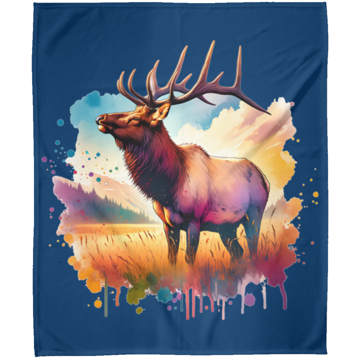 Roosevelt Elk in Field Fleece Blankets