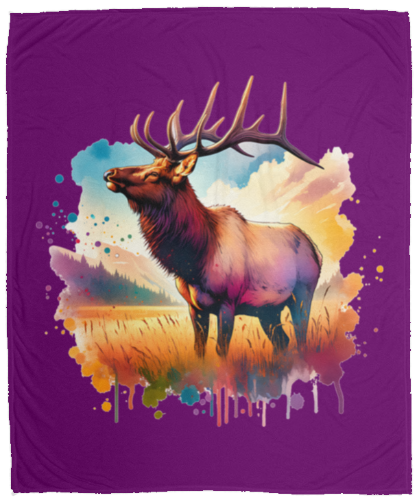 Roosevelt Elk in Field Fleece Blankets