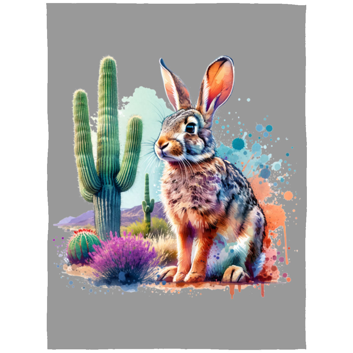 Jackrabbit with Saguaro Fleece Blankets