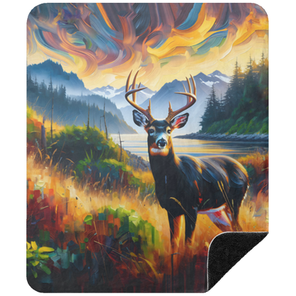 Black Tail Buck in Olympic National Park Premium Sherpa Blankets