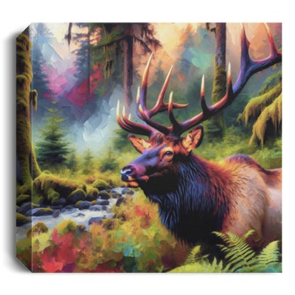 Roosevelt Elk in Hoh Rainforest - Canvas Art Prints