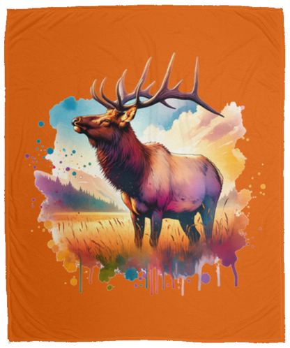 Roosevelt Elk in Field Fleece Blankets