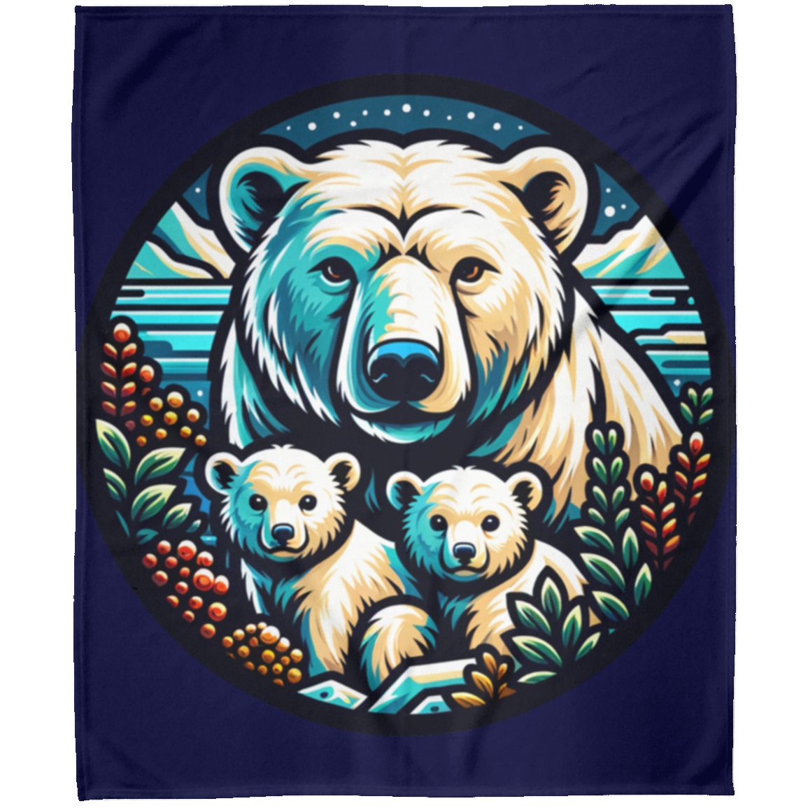 Polar Bear Circle Fleece Blankets