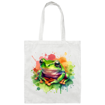 Watercolor Treefrog Canvas Tote Bag