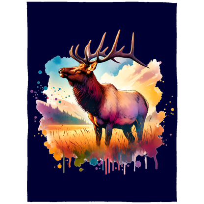 Roosevelt Elk in Field Fleece Blankets