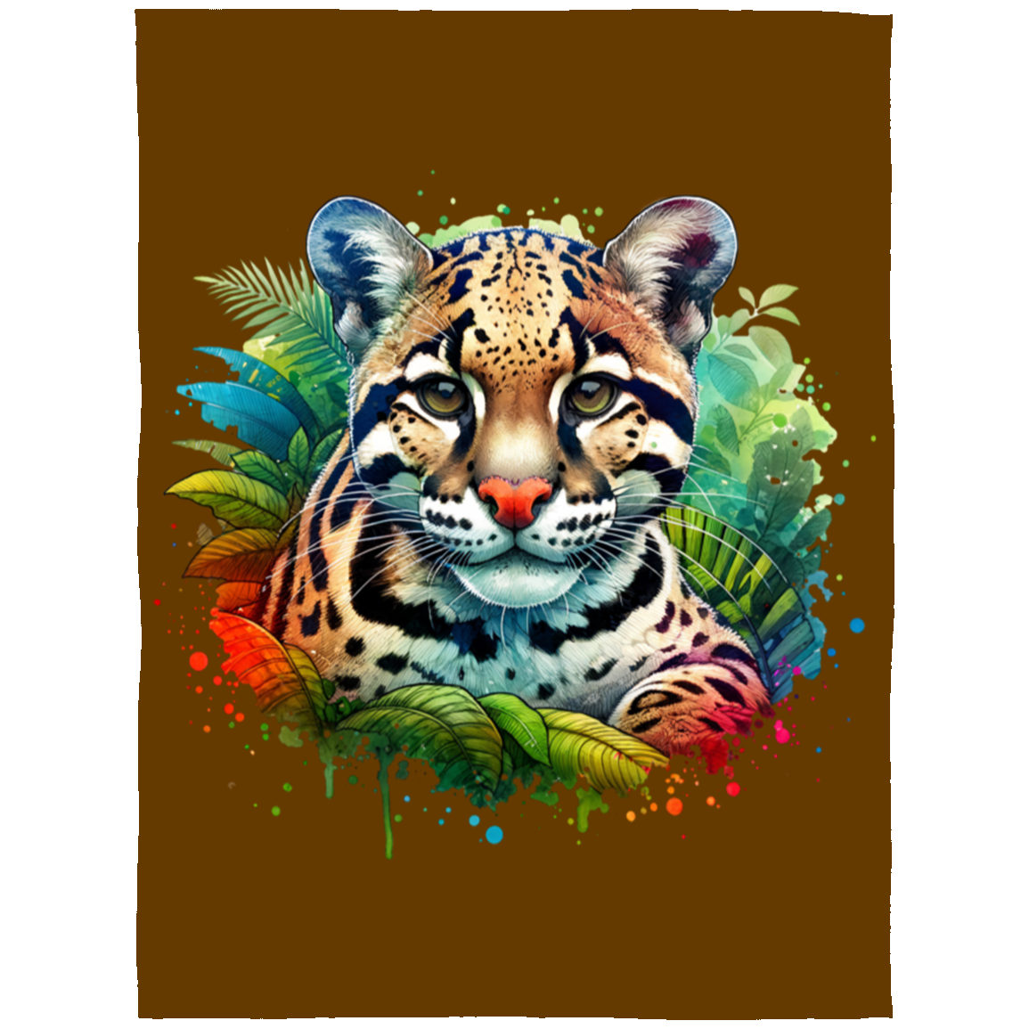 Clouded Leopard Portrait Fleece Blankets