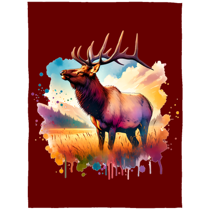 Roosevelt Elk in Field Fleece Blankets