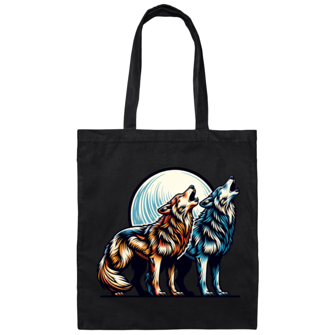 Wolf Pair Howling Canvas Tote Bag