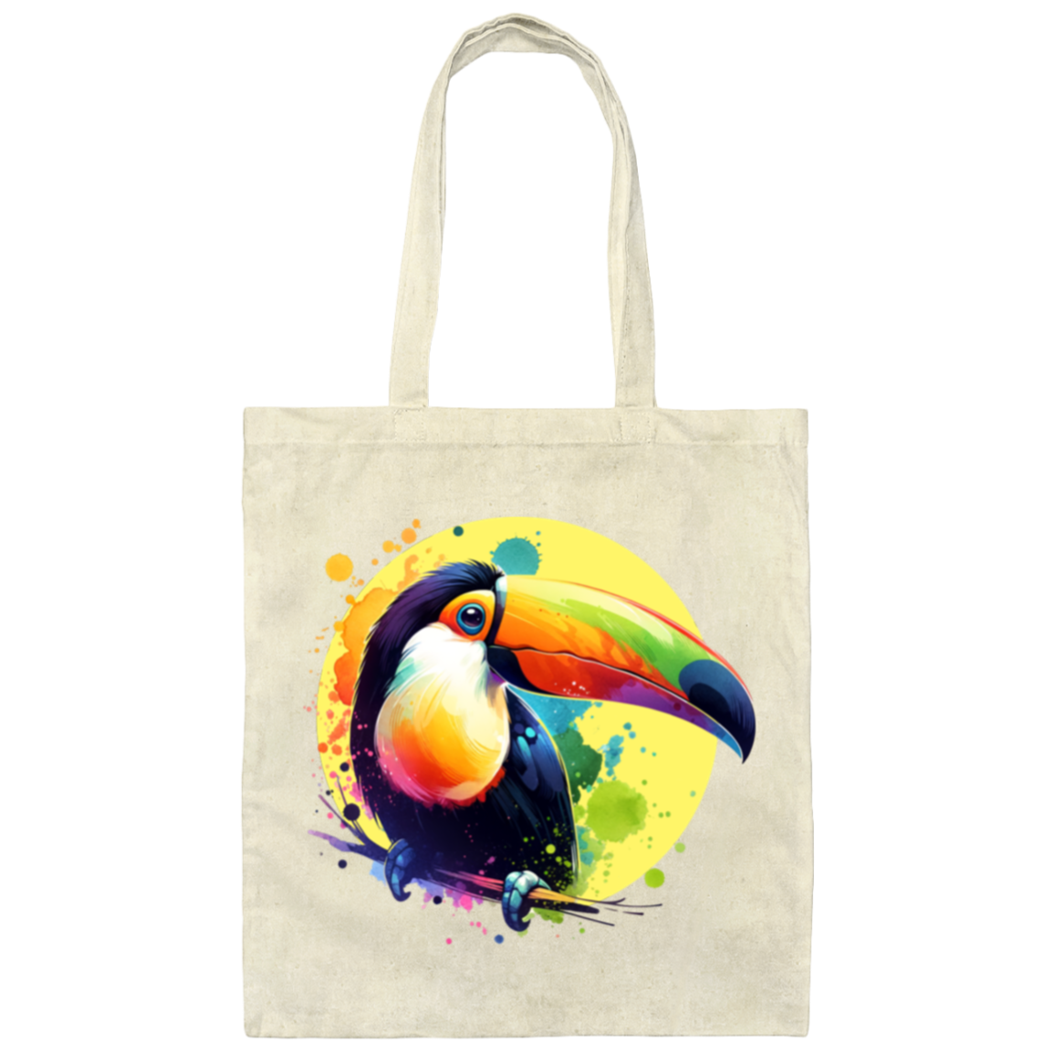 Toucan with Circle - Canvas Tote Bag