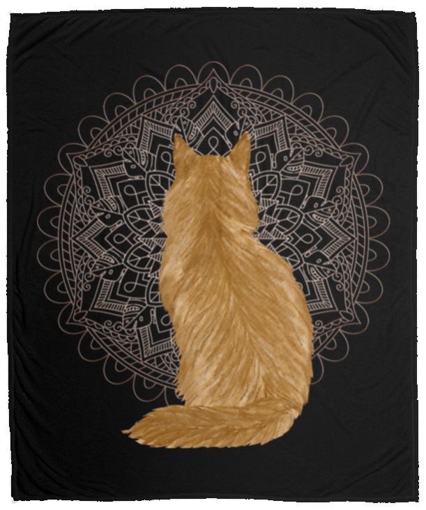 Zen Cat - Longhair Orange Fleece Blankets