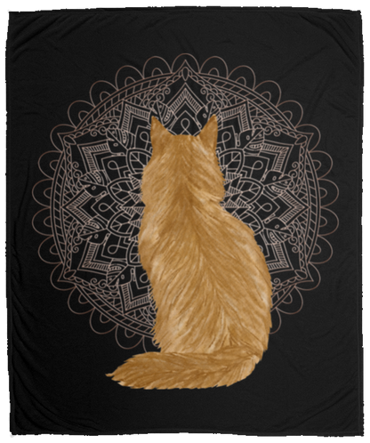 Zen Cat - Longhair Orange Fleece Blankets