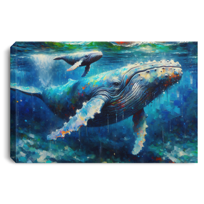 Humpback Whale and Calf - Canvas Art Prints