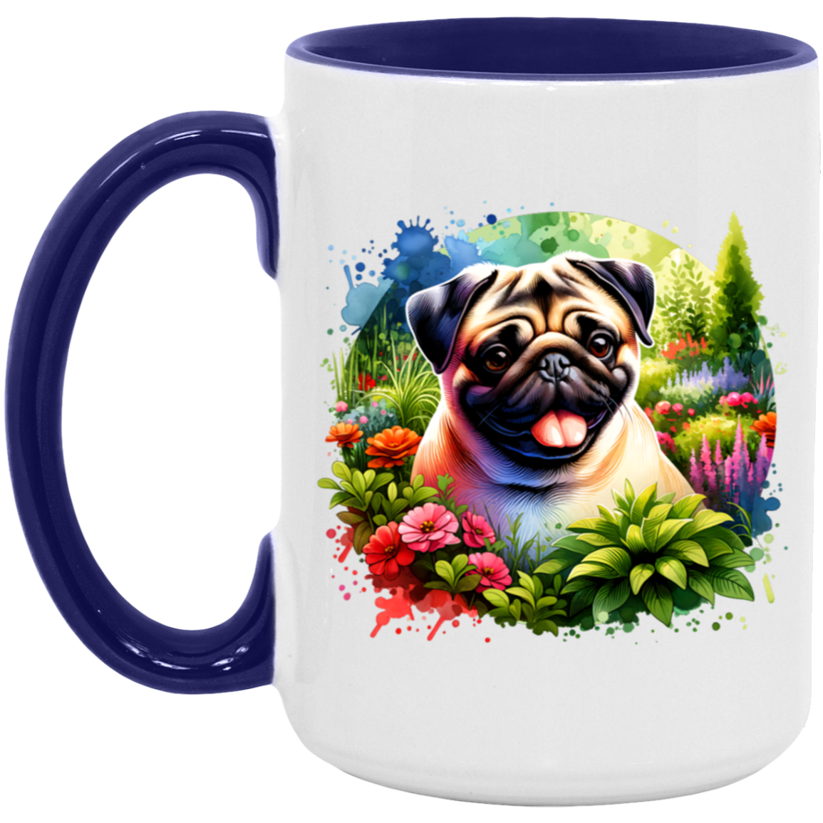 Pug in Garden Mugs