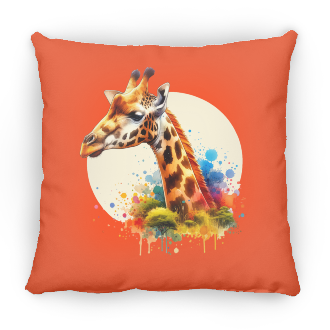 Giraffe Circle Watercolor - Pillows