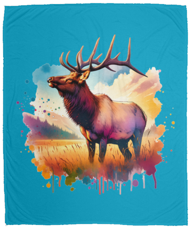 Roosevelt Elk in Field Fleece Blankets