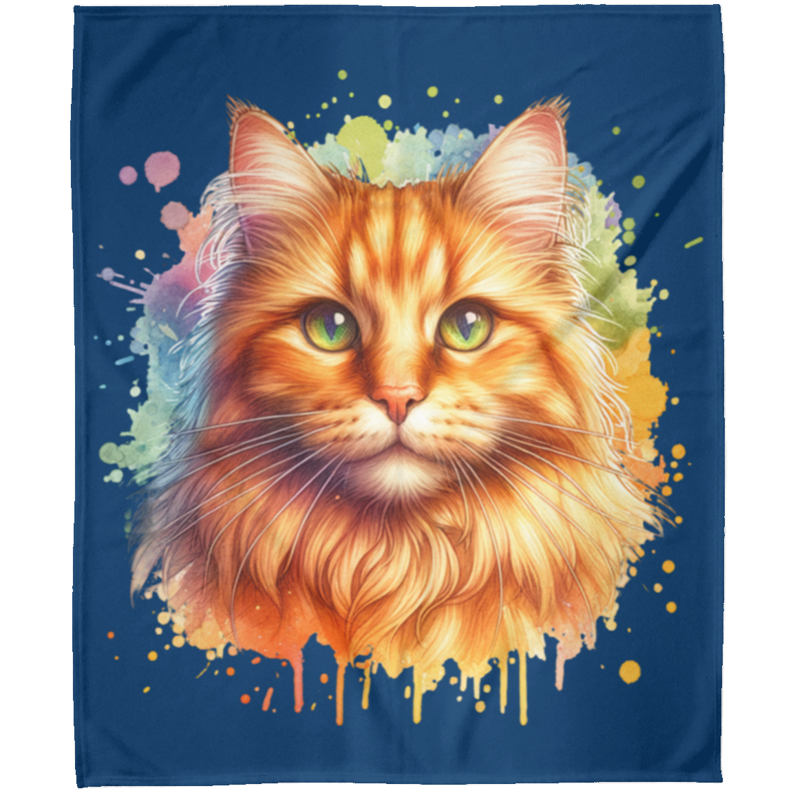 Orange Tabby Cat Fleece Blankets