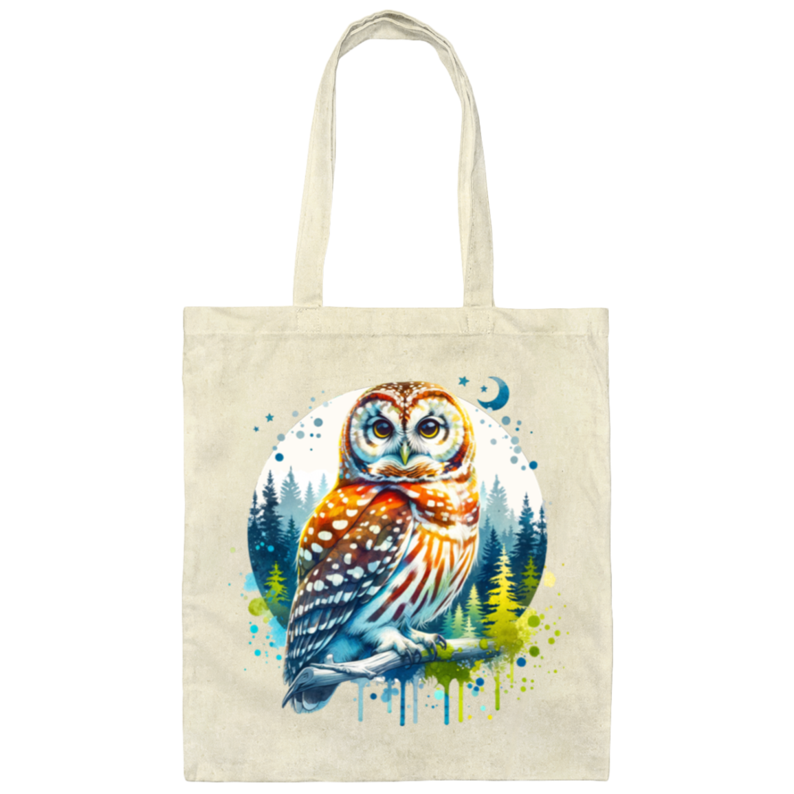 Watercolor Owl Canvas Tote Bag