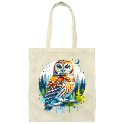 Watercolor Owl Canvas Tote Bag