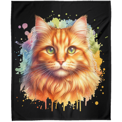 Orange Tabby Cat Fleece Blankets