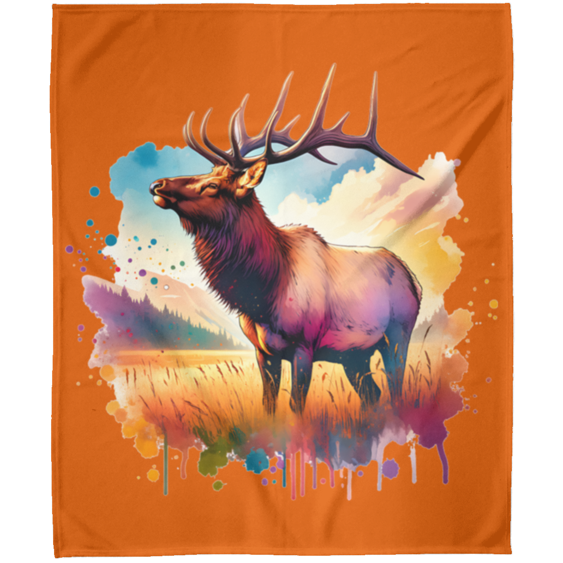 Roosevelt Elk in Field Fleece Blankets