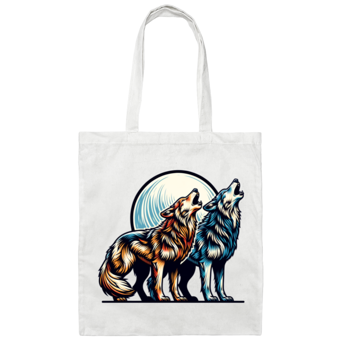 Wolf Pair Howling Canvas Tote Bag