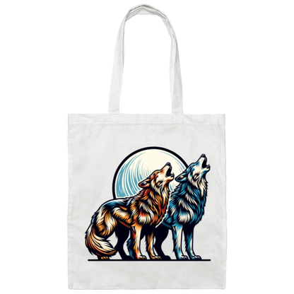 Wolf Pair Howling Canvas Tote Bag