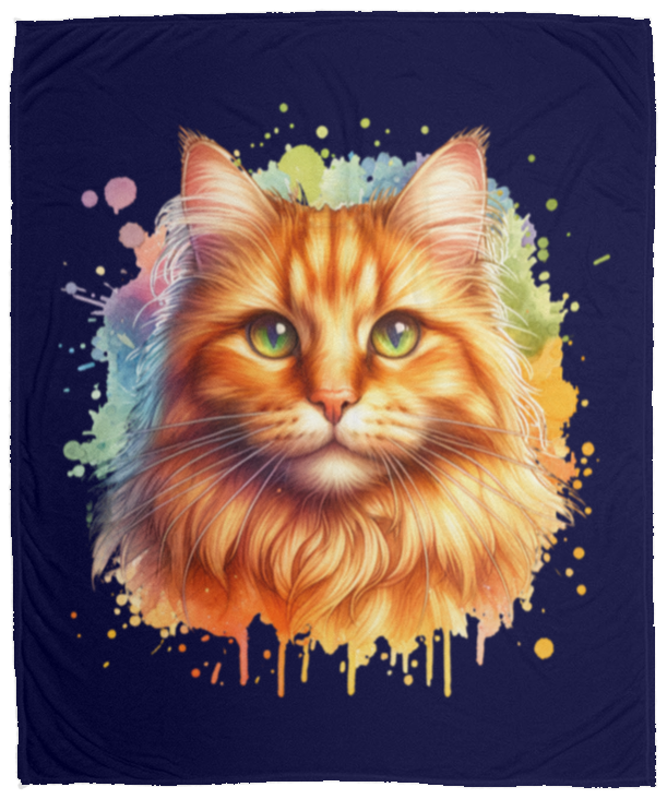 Orange Tabby Cat Fleece Blankets