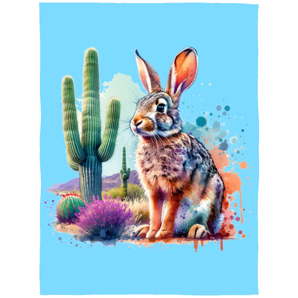 Jackrabbit with Saguaro Fleece Blankets