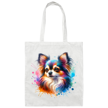 Longhair Tricolor Chihuahua - Canvas Tote Bag