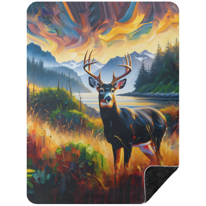 Black Tail Buck in Olympic National Park Premium Sherpa Blankets