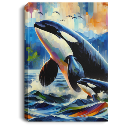 Orca with Baby by San Juan Islands - Canvas Art Prints