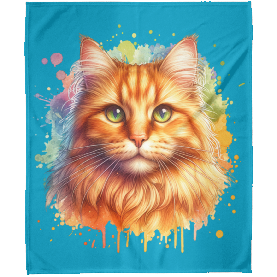 Orange Tabby Cat Fleece Blankets