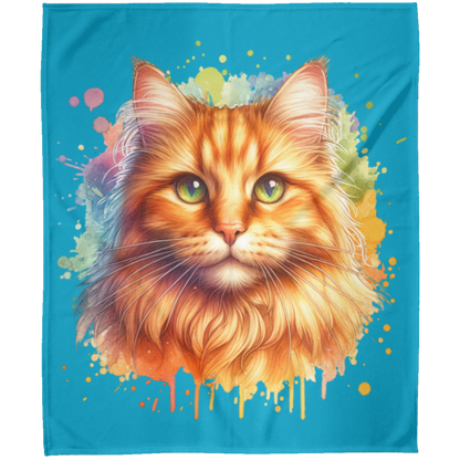 Orange Tabby Cat Fleece Blankets