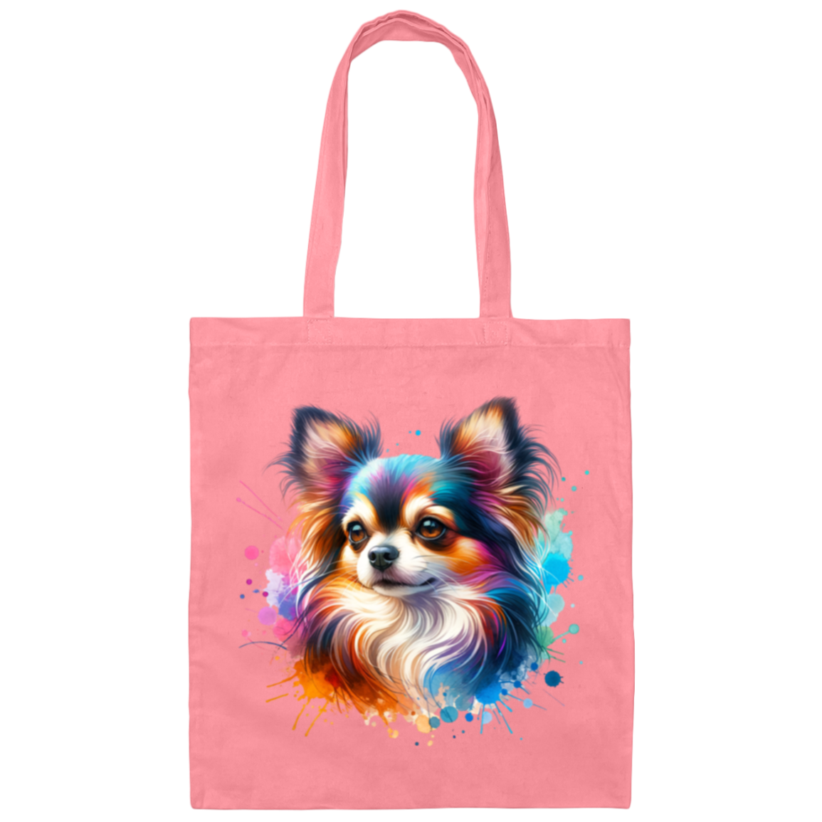 Longhair Tricolor Chihuahua - Canvas Tote Bag