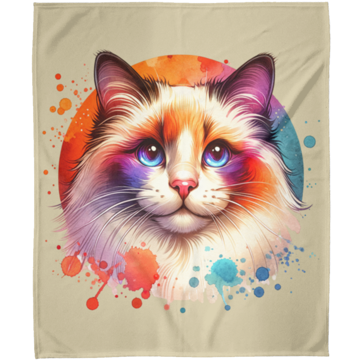 Longhair Tortie Point Cat Fleece Blankets