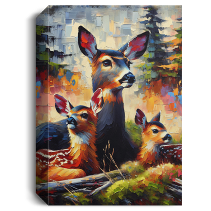 Black Tail Doe with Fawns - Canvas Art Prints