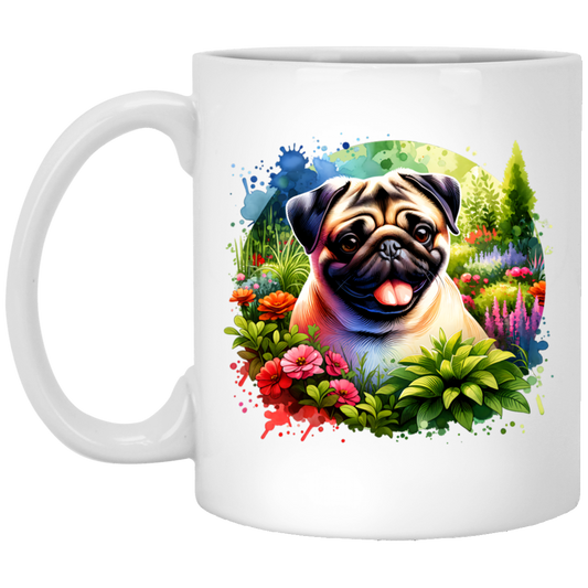 Pug in Garden Mugs