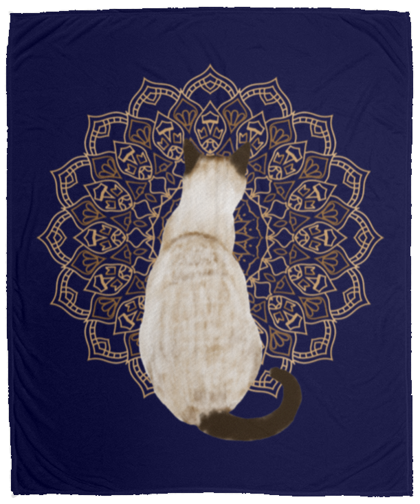 Zen Cat - Siamese Seal Point Fleece Blankets