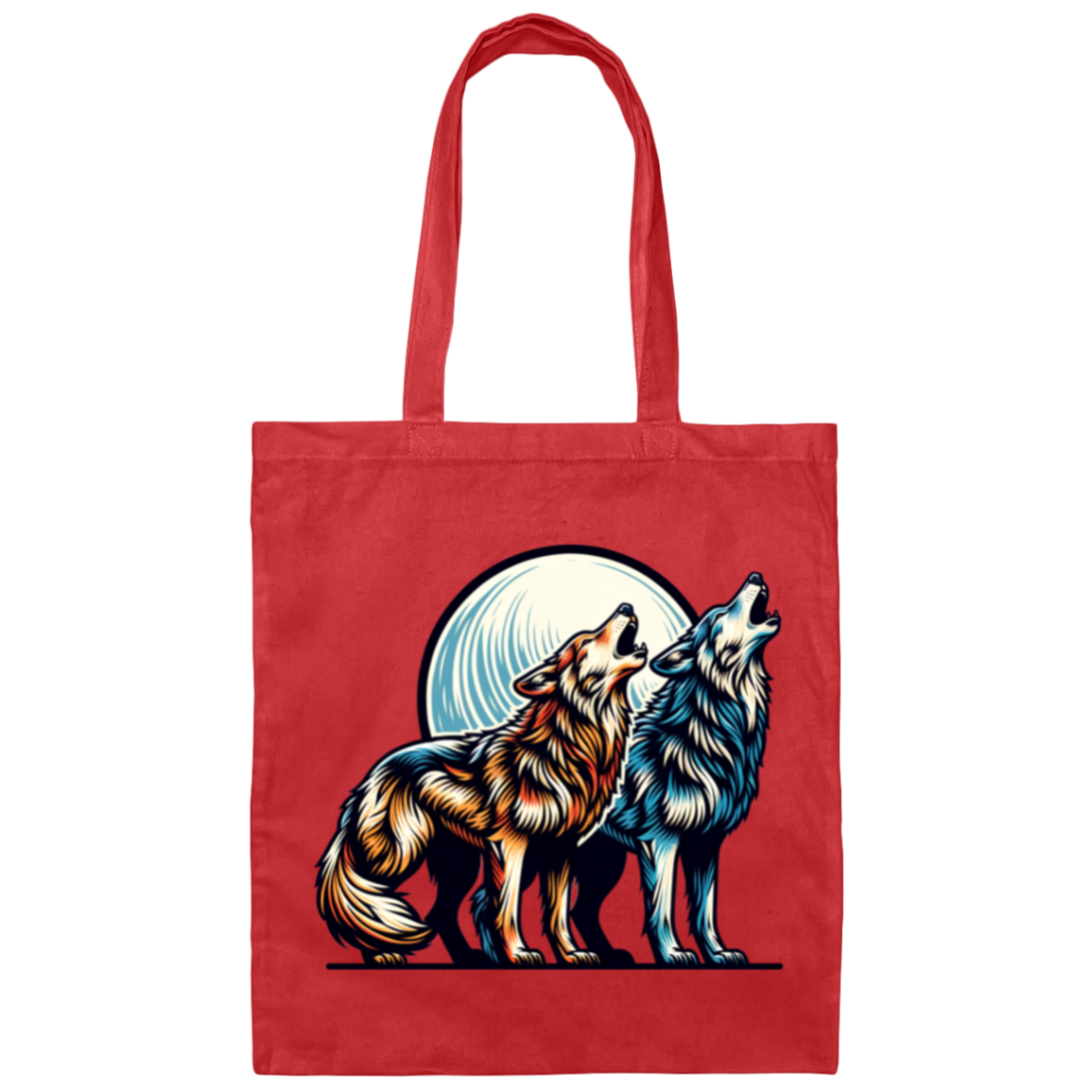 Wolf Pair Howling Canvas Tote Bag