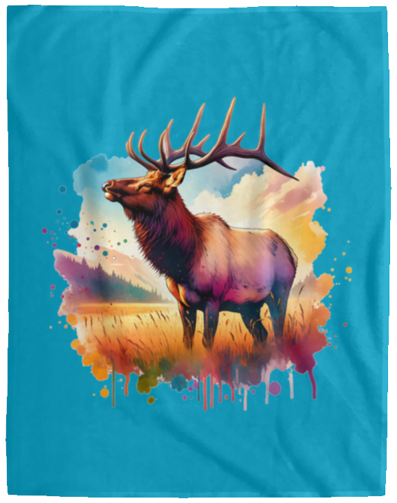 Roosevelt Elk in Field Fleece Blankets