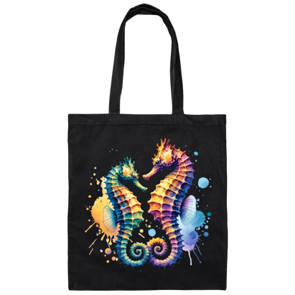 Watercolor Seahorses Canvas Tote Bag