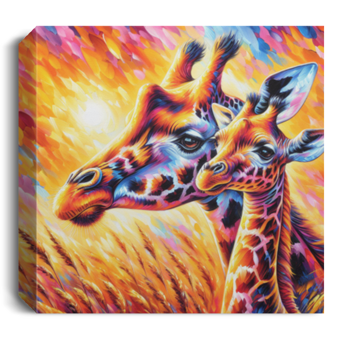 Giraffe with Young - Canvas Art Prints