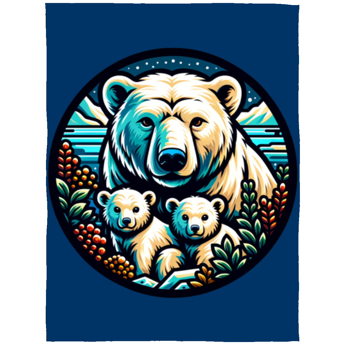 Polar Bear Circle Fleece Blankets