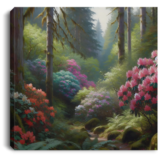 Rhododendrons in Pacific Northwest Forest (7) Canvas Art Prints