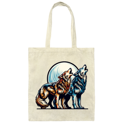 Wolf Pair Howling Canvas Tote Bag