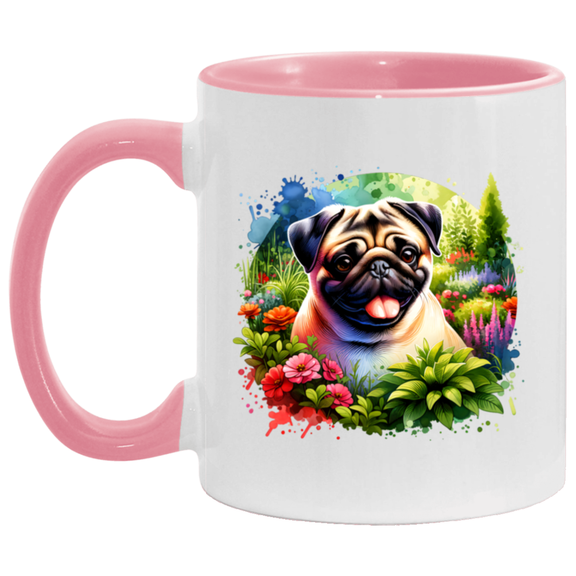 Pug in Garden Mugs