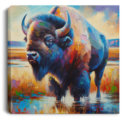 Lone Bison After Rain - Canvas Art Prints