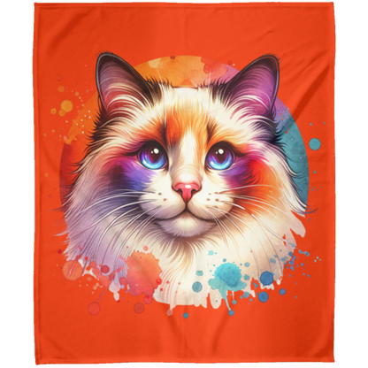 Longhair Tortie Point Cat Fleece Blankets